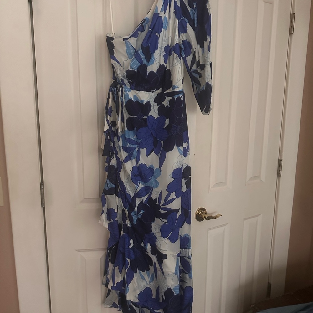 J. Crew Blue Maxi Gown One Shoulder Sleeveless Cocktail